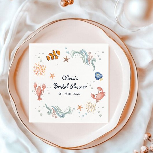Under the Sea She's a Catch Bridal Shower Cocktail スタンダードカクテルナプキン