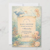 Under the Sea Storybook Baby Shower 招待状 (正面)