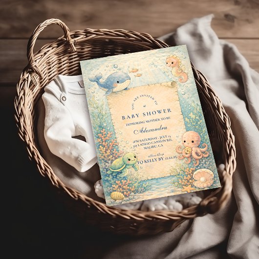 Under the Sea Storybook Baby Shower 招待状