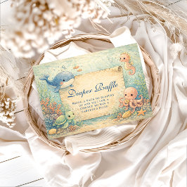 Under the Sea Storybook Baby Shower Diapper Raffle エンクロージャーカード