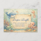Under the Sea Storybook Baby Shower Diapper Raffle エンクロージャーカード (正面)
