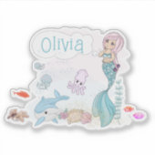 Under the Sea Sweet Mermaid Personalized シール (正面)