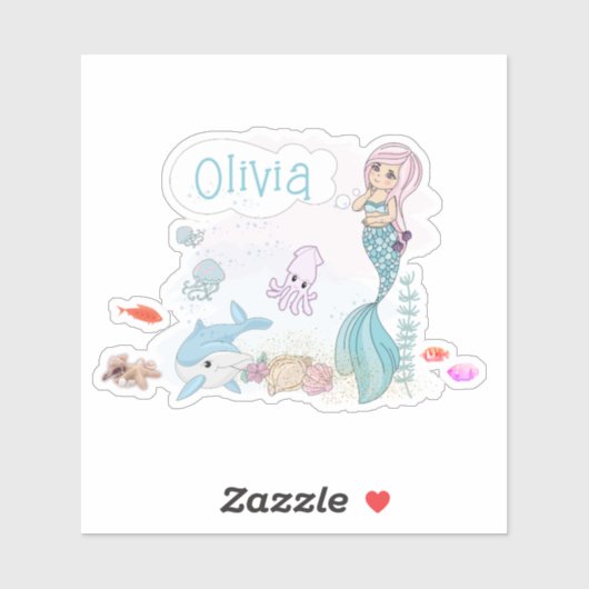 Under the Sea Sweet Mermaid Personalized シール (シート)