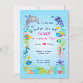 Under the sea Theme invitaion. Kids party. 招待状