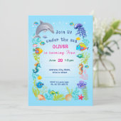 Under the sea Theme invitaion. Kids party. 招待状 (スタンド正面)