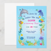 Under the sea Theme invitaion. Kids party. 招待状 (正面/裏面)