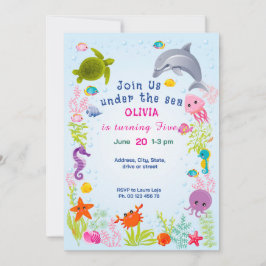 Under the sea Theme invitaion. Kids party. 招待状