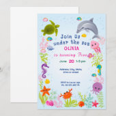 Under the sea Theme invitaion. Kids party. 招待状 (正面/裏面)