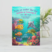 Under the sea Theme invitaion. Kids party. 招待状 (スタンド正面)