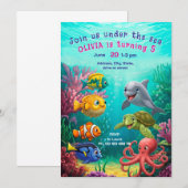 Under the sea Theme invitaion. Kids party. 招待状 (正面/裏面)
