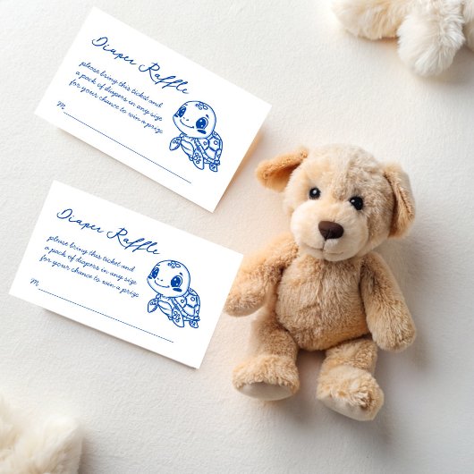 Under the sea turtle baby shower diaper raffle エンクロージャーカード