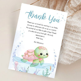 Under The Sea Turtle Baby Shower Girl Thank You サンキューカード