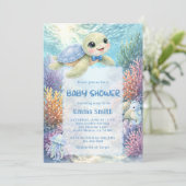 Under the Sea Turtle Boy Baby Shower 招待状 (スタンド正面)