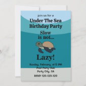 Under The Sea Turtle Funny Birthday Party 招待状 (正面)