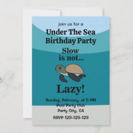 Under The Sea Turtle Funny Birthday Party 招待状