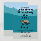 Under The Sea Turtle Funny Birthday Party 招待状 (正面/裏面)