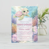 Under the Sea Turtle Girl Baby Shower Invitation 招待状 (スタンド正面)