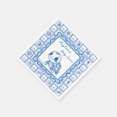Under the sea turtle retro post stamp monogrammed スタンダードカクテルナプキン (角)