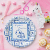 Under the sea turtle retro post stamp monogrammed ペーパープレート (パーティー)