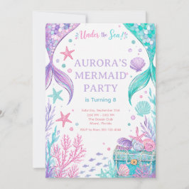 Under The Sea Watercolor Party Invite 招待状