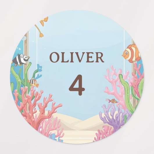 Under the Sea Waterproof Labels, Oliver Name Label ラベル (デザイン1)