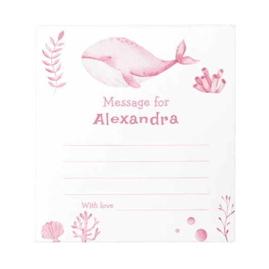 Under the sea Whale birthday time capsule message ノートパッド (正面)
