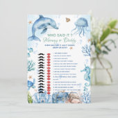 Under the sea who said it Baby shower game Card 招待状 (スタンド正面)