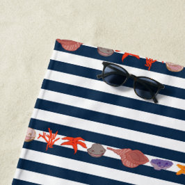 Under the sea with nautical stripes ビーチタオル