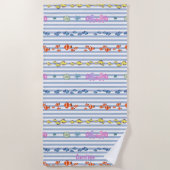 Under the sea with nautical stripes. Customisable ビーチタオル (正面)