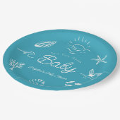 Under the Sea You Soon Blue Baby Shower ペーパープレート (アングル)