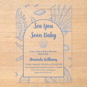 Under The Sea You Soon Blue Boy Baby Shower アクリル招待状 (正面)