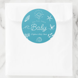 Under the Sea You Soon Blue Boy Baby Shower ラウンドシール