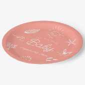 Under the Sea You Soon Pink Girl Baby Shower ペーパープレート (アングル)