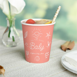 Under the Sea You Soon Pink Girl Baby Shower 紙コップ