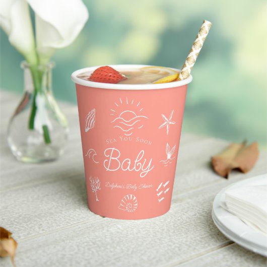 Under the Sea You Soon Pink Girl Baby Shower 紙コップ (インサイチュ)
