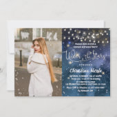 Under the Stars String Lightsフォト誕生日 招待状 (正面)