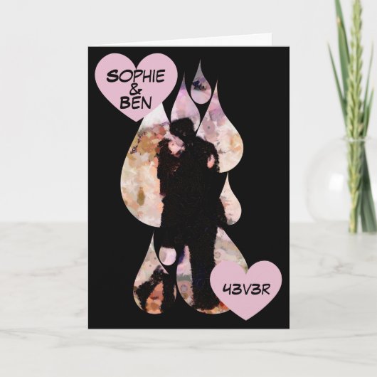 Under Umbrella: Romantic Couple Kissing in Rain カード (正面)