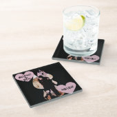 Under Umbrella: Romantic Couple Kissing in Rain ガラスコースター (アングル)