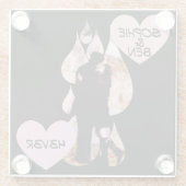 Under Umbrella: Romantic Couple Kissing in Rain ガラスコースター (裏面)