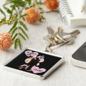 Under Umbrella: Romantic Couple Kissing in Rain キーホルダー (側面)