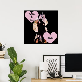 Under Umbrella: Romantic Couple Kissing in Rain ポスター