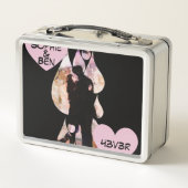 Under Umbrella: Romantic Couple Kissing in Rain メタルランチボックス (裏面)