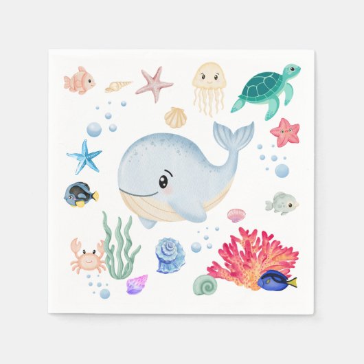 Under water cute スタンダードカクテルナプキン (正面)