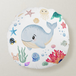 under water cute blue ラウンドクッション