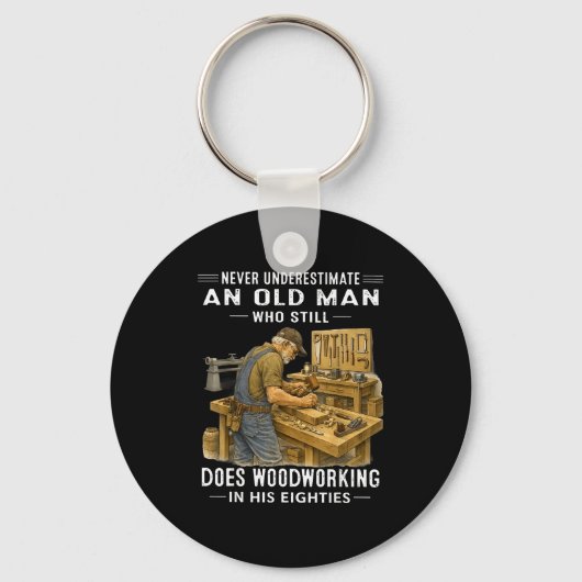 Underestimate an old man who does woodworking Unde キーホルダー (正面)