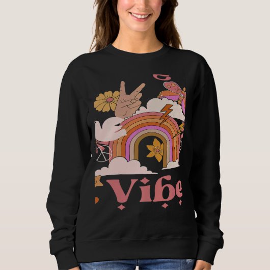 Undergrad Vibes School Groovy Retro Boho Rainbow C スウェットシャツ (正面)
