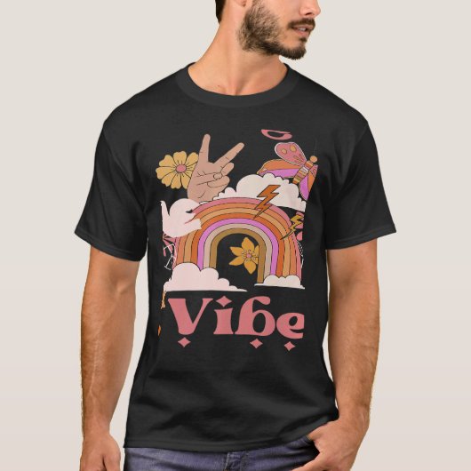 Undergrad Vibes School Groovy Retro Boho Rainbow C Tシャツ (正面)
