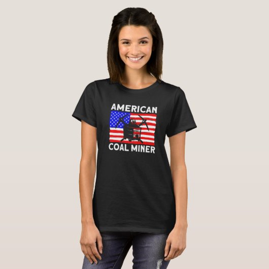 Underground Mining American Coal Miner American Co Tシャツ (正面フル)