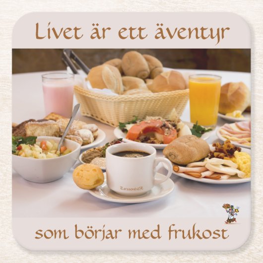 Underlägg — Frukost スクエアペーパーコースター (正面)