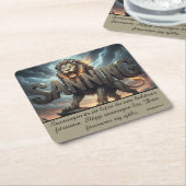 Underlägg — Lejon, sanning スクエアペーパーコースター (アングル)